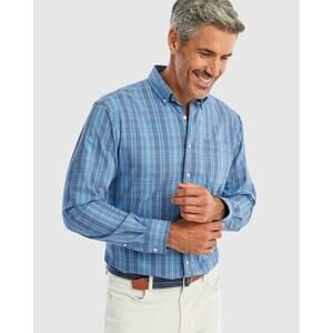 NWT Johnnie-O Conover Prep-Performance Plaid Button Up Wake Blue Size XL